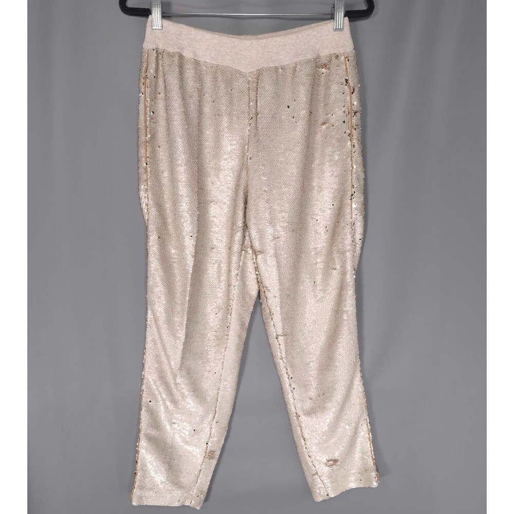 ANTHROPOLOGIE HEI HEI Women's Joggers Pants MEDIUM Sequin Reversible Elastic